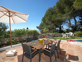 The terrace at Casa Arriba holiday villa, Mijas, Spain