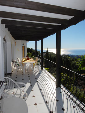 Views towards Africa from the top terrace at Villa Corazon, Mijas
