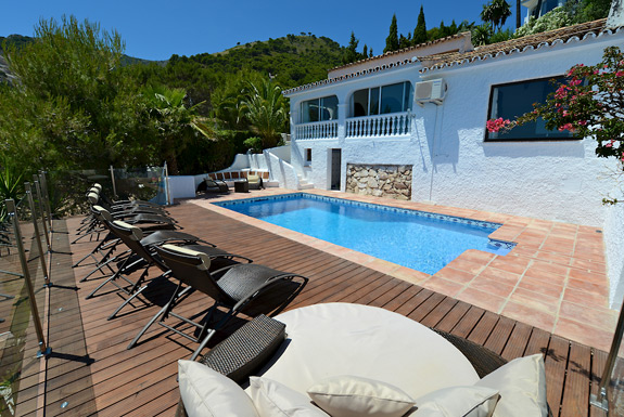 Pool area at Casa Adelante - Mijas holiday villa for rent