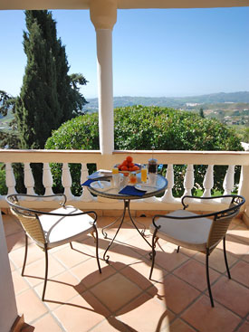 Views from the master bedroom private terrace at Villa Bancales, Mijas