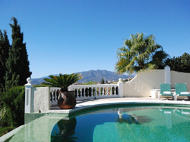 Infinity pool at Villa Bancales holiday home, Mijas, Spain