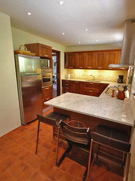 The kitchen at holiday villa Shangri La is fully equipped